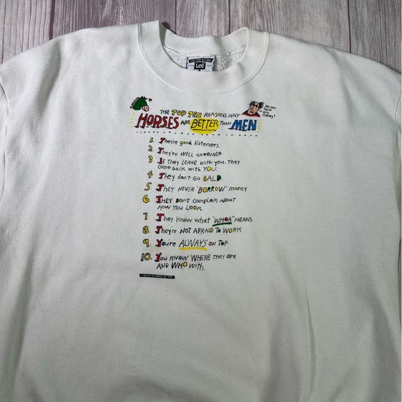 Women’s Vintage Lee 1995 “Reasons Why Horses are Better Than Men” Crewneck XL - Picture 4 of 9
